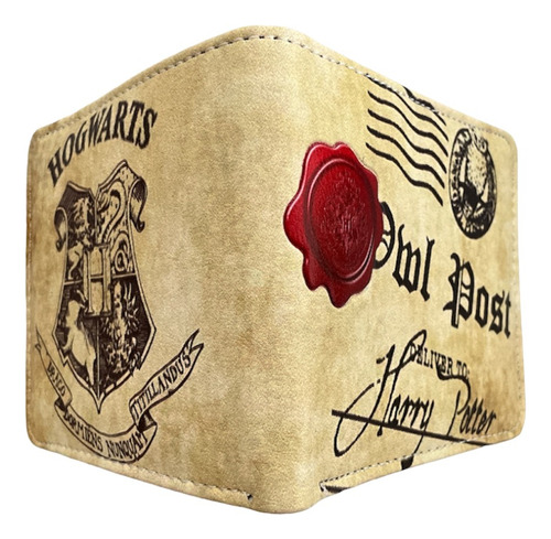 Cartera Billetera Harry Potter Hogwarts Escudo Carta F Color Beige