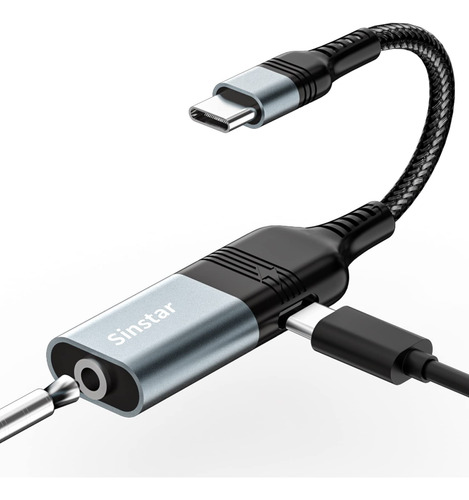 Sinstar Adaptador De Auriculares Y Cargador Usb C A 0.138in,