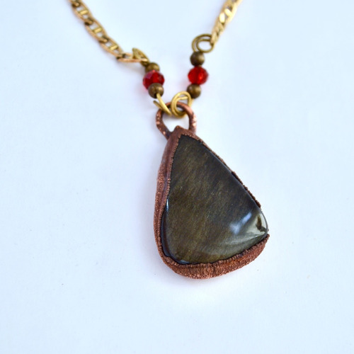 Imagen 1 de 8 de Collar Obsidiana Dorada, Piedra Preciosa Natural , Cod1