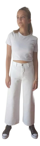 Jean Mujer Palazzo Recto Blanco Fit