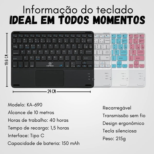Teclado Abnt Com Touchpad Para Tab Samsung S9 Fe Plus X616 Azul-celeste