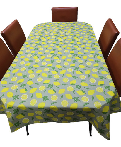 Mantel Mesa Rectangular 1.4x3.5 Impermeable Cuerina Afelpada Limón Verde