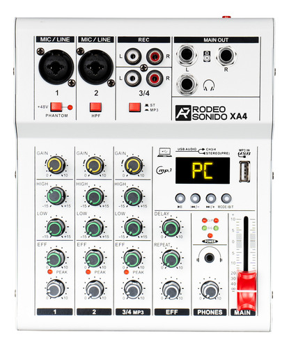 Consola De Audio Rs Xa4 Audio 4 Canales Mixer Usb Bluetooth