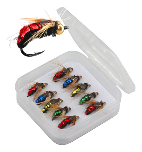 10x Cebos De Pesca Con Mosca, Cebo De Pesca Con Anzuelos,