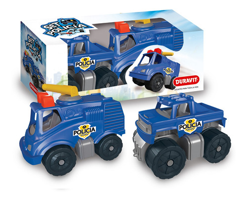 Set Policia Mini Vehículo Camion Caminoeta Duravit Art 368