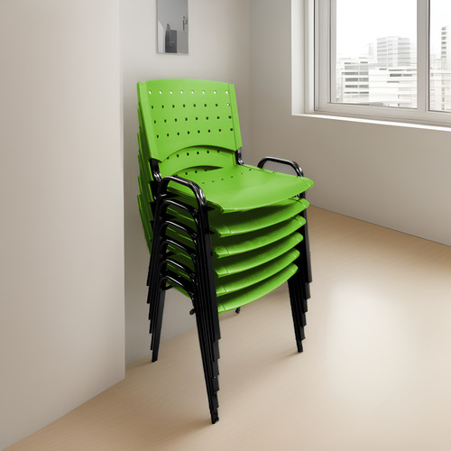 Silla Apilable Fija Plástica Oficina Reforzada Pack X6 Super Fuertes Con Garantia De Fabrica Stock Permanente Color Verde