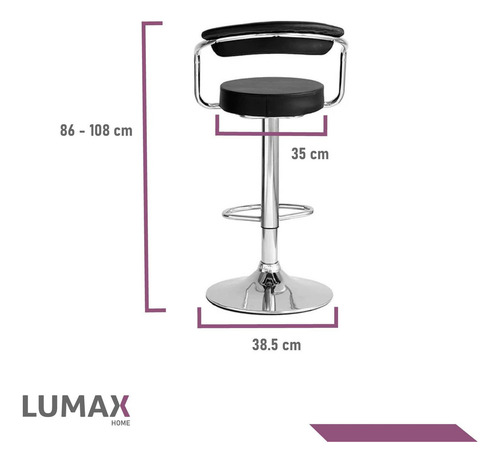 Taburete Banqueta Kai Para Bar Con Altura Regulable Moderno Color Negro