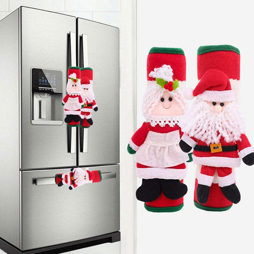 2 Fundas Para Manijas De Refrigerador Navideñas Para