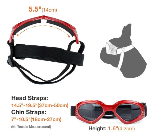 Para . Gafas De Sol Medianas Para Perros, Antirayos Uv