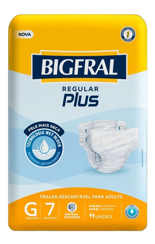 Fralda Geriátrica Bigfral Plus Regular G Com 7 Tiras