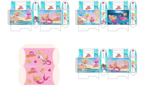 Kit Imprimible Barbie Sirena Fiesta 3x1