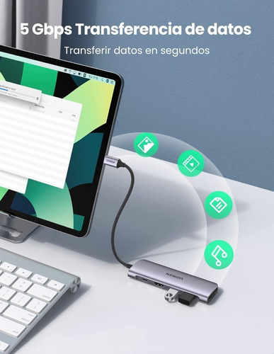 Ugreen Hub Usb C 6 En 1 Hub + Hdmi + Tf/sd 100w