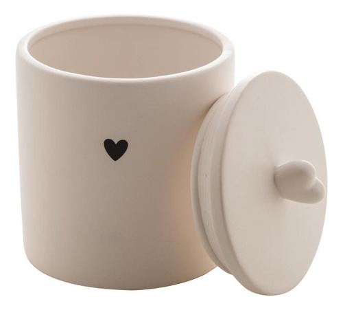 Potiche De Cerâmica Heart Branco 10cm X 10cm X 12cm - Lyor