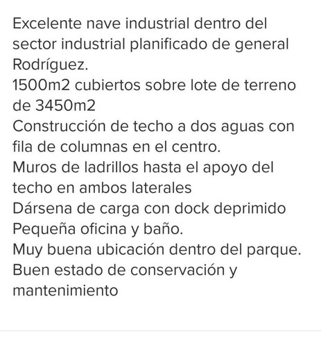 Imagen 5 de 5 de Excelente Galpón En El Parque Industrial / General Rodríguez