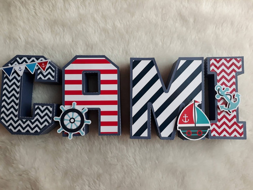 Letras 3d Y Numero 3d Estilo Marinero Nautico Mesa Dulce