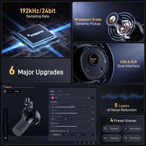Micrófono Dinámico Maono Pd300x Usb/xlr 192khz 24bit