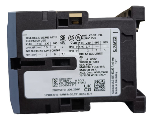 Arrancador Siemens 0.75hp Trifasico 220v, 1.8 - 2.5 A