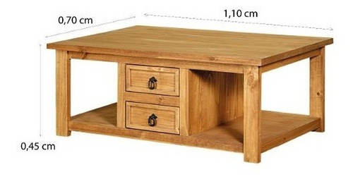 Mesa De Living Linea Mexicana Mesa Ratona 2 Cajones E328