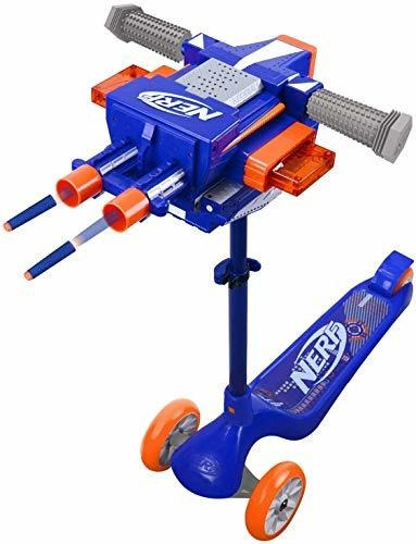 Nerf Blaster Scooter Doble Gatillo, Patinete De 3 Ruedas