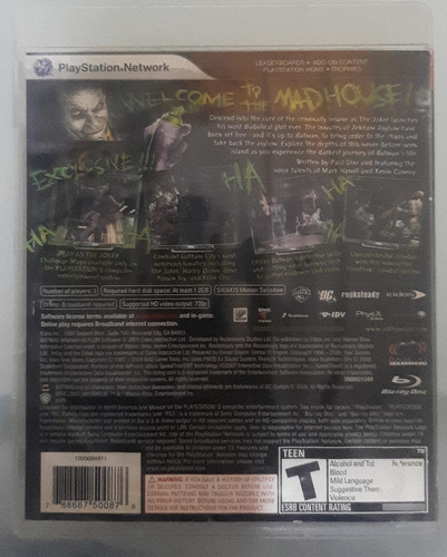 Batman Arkham Asylum Para Ps3 (Usado)