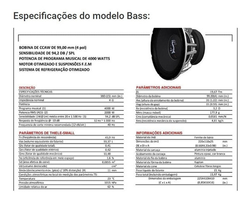 Alto Falante Snake 4k 2000w Rms 15 Pol + Mòdulo Taramps 3000
