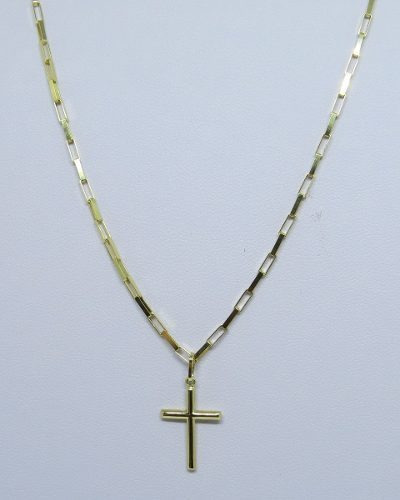 Corrente Grossa 70cm E Pingente Cruz Crucifixo Joia Ouro 18k