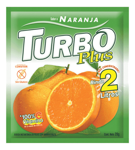 Turbo Plus Jugo De Naranja Sin Gluten Caja 10 Sobres