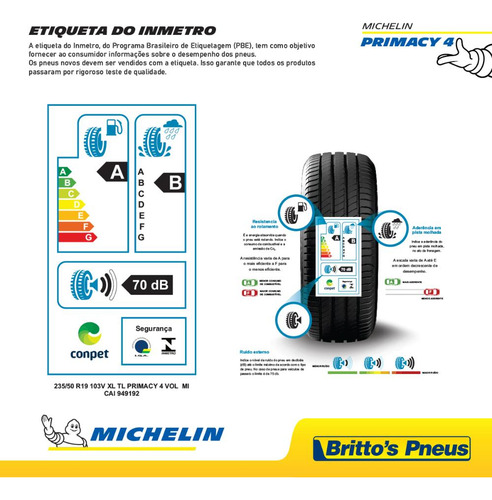Kit 2 Pneus Commander Aro 19 Michelin Primacy 4 - 235/50 R19