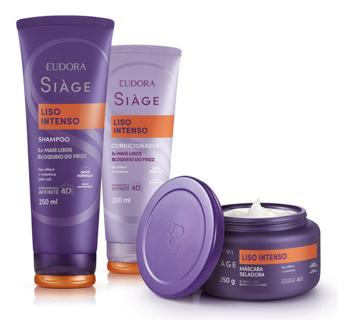  Siáge  Liso Intenso  Eudora Kit  Shampoo 250ml + Máscara 250g