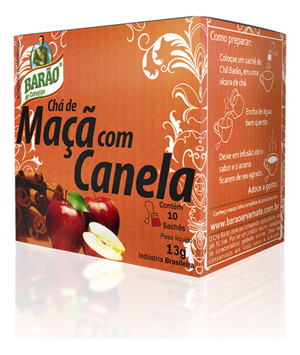 Chá Barão de Cotegipe maçã com canela em sachê 13 g 10 u