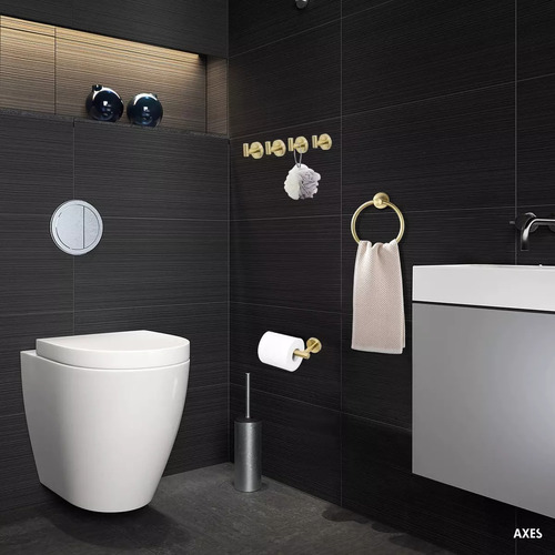 Set De Toallero Y Accesorios De Baño, Dorado Cepillado, 6 Ud