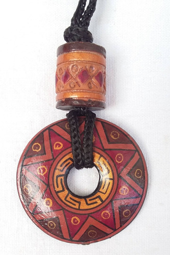Cadena Collar Nativo Ceramica Con Cordon