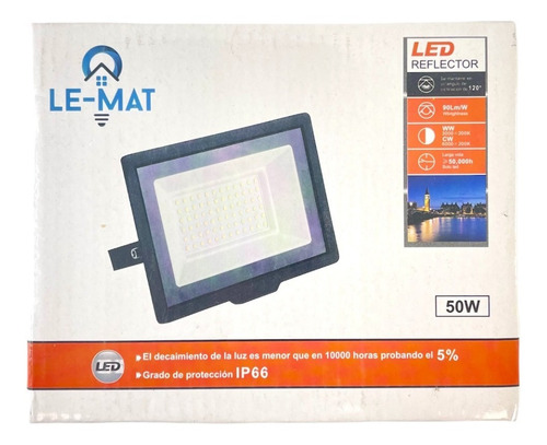 Imagen 4 de 6 de Reflector Led Bajo Consumo Exterior 50w Ip65 220v