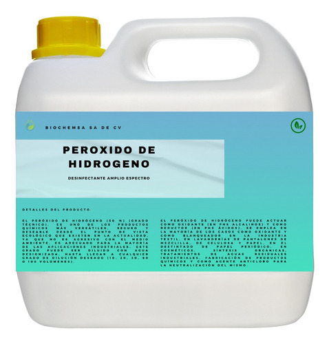 Peróxido De Hidrógeno Al 50% 1litros/ Desinfectante 