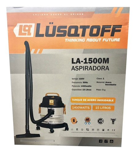 Aspiradora Polvo Liquido Lusqtoff 15l Acero Inoxidable 1400w