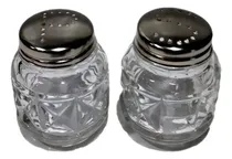 Comprar Set X 2 Salero Pimentero De Vidrio Con Tapa De Acero Color Transparente