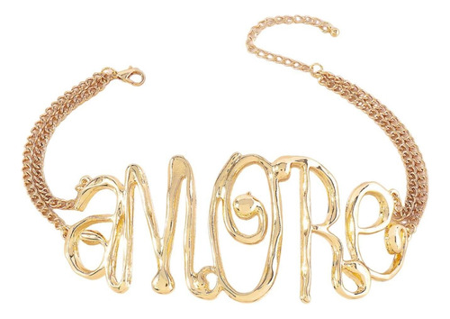 Fuqimanman2020 Love Gargantilla Collar Hip Hop Oro Plata Let