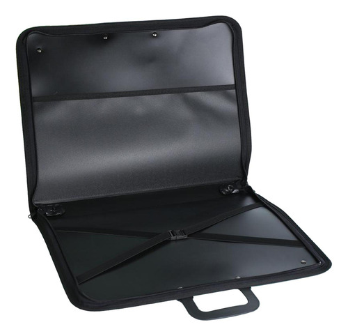 Art Folder Case Cartera Negra Correa De Cremallera Doble