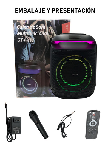 Bocina Bluetooth Recargable 8 Pulgadas Con Microfono Negro