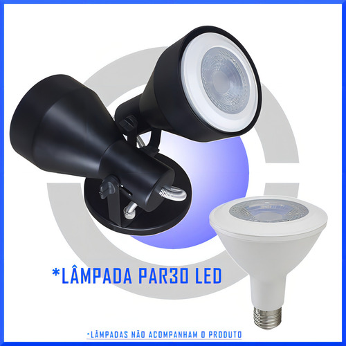 Luminária Arandela Dupla E27 P/ Lâmpada Par30 Led Cor Preto