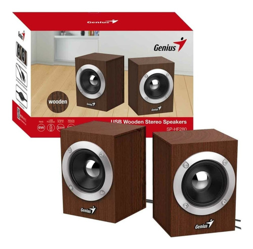 Parlantes Genius Sp-hf280 Usb 6w Madera Cafe Stereo