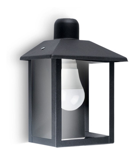 Farol Recto De Pared Para Exterior Jardin Apto Led Negro