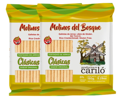 Galletas De Arroz Carilo Molinos Del Bosque Caja X 18u 