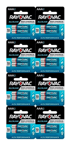 Pilha Rayovac Alcalina Palito 8 Embalagens Com 2 Unidades