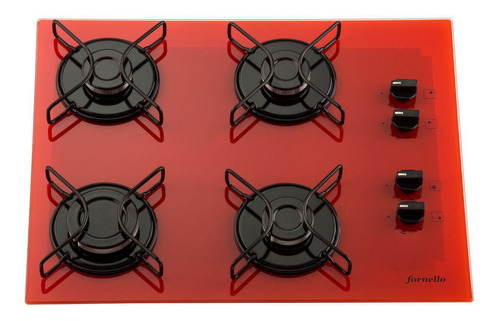 Fogão Cooktop Fornello 4 Bocas Vermelho Automático