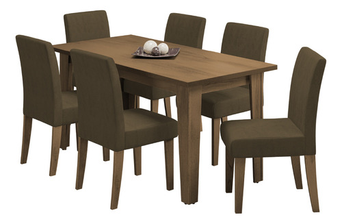 Conjunto De Mesa Sala De Jantar Miami 1,60m Cedro Chocolate