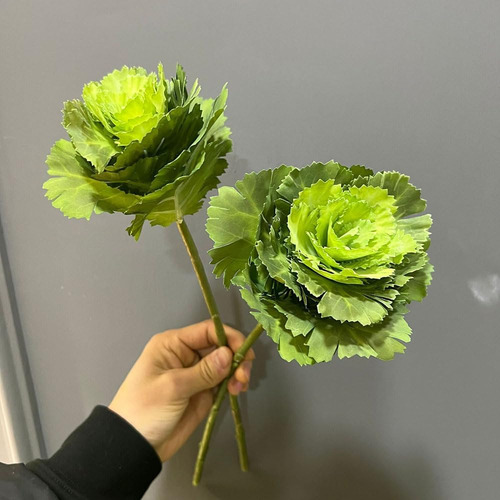 2 Piezas Artificiales De Flores De Rosas De Repollo, Tallos