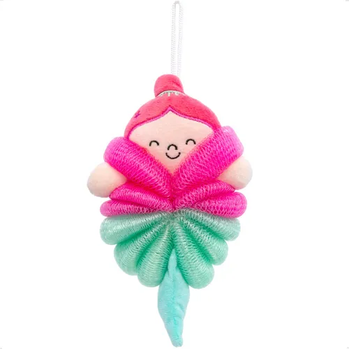 Esponja De Banho Infantil Sereia Macia Buchinha Rosa Buba