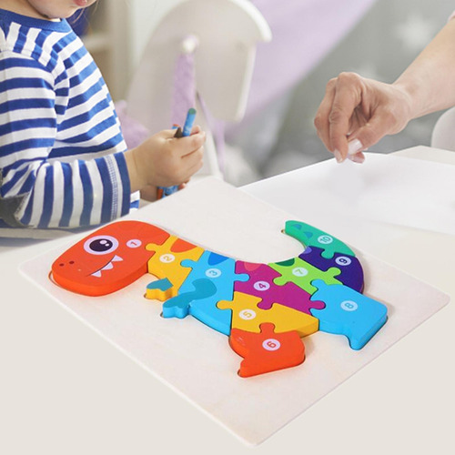 Rompecabezas De Madera Para Niños, Juguete Tiranosaurio