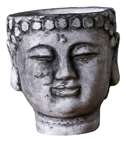 Maceta Con Cabeza De Buda, Florero, Gris De Piedra